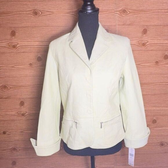 NWT i.e. Light Green Leather Jacket sz S - Picture 2 of 2